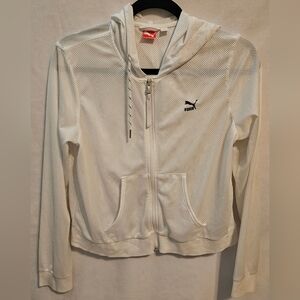 Puma White Zip-Up Hoodie